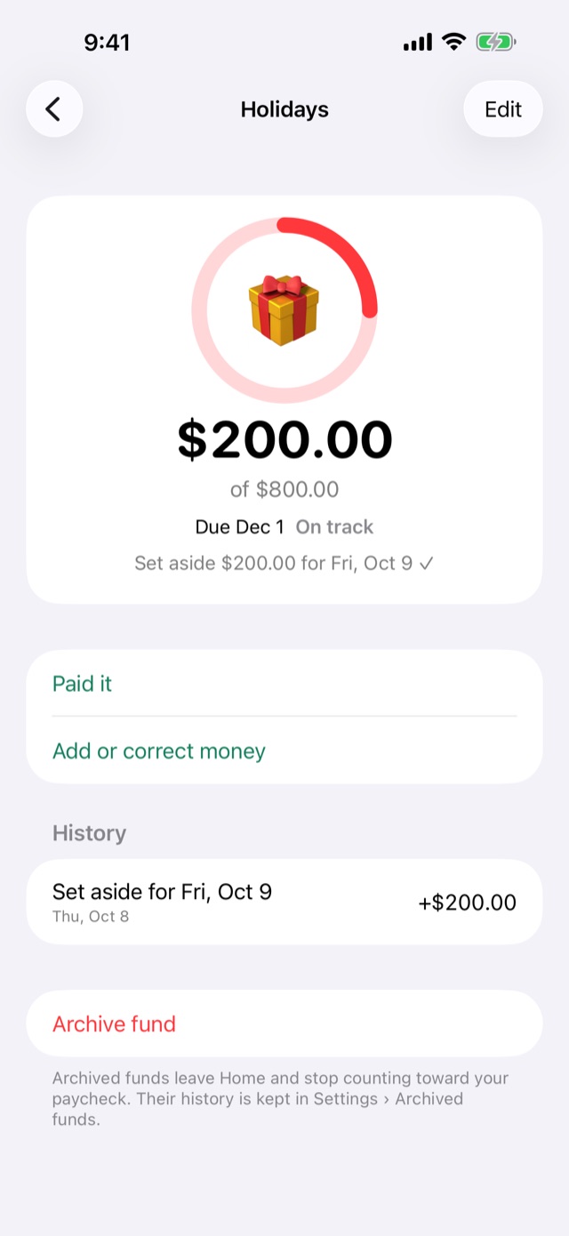 A fund's detail screen