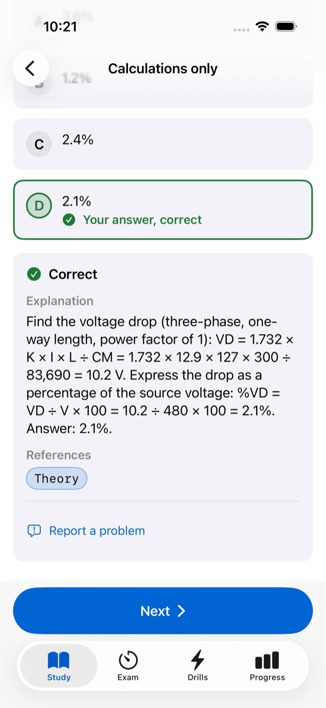 A calculation question with the full working shown